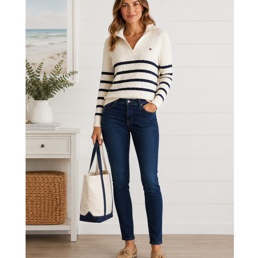 Eileen Fisher Slim Straight Leg Jeans Plus Size 16 Organic Cotton Dark Wash